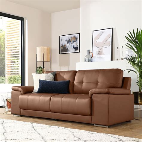 Kansas 3 Seater Sofa, Tan Premium Faux Leather Only £649.99 | Furniture ...