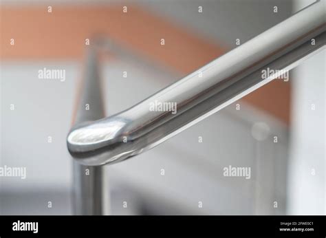 modern chrome handrails on the stairs Stock Photo - Alamy