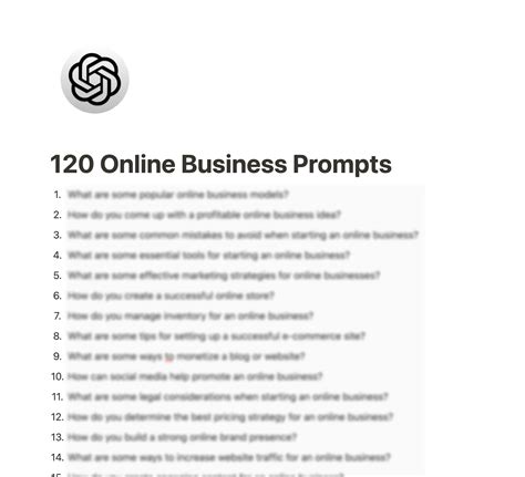 120 ChatGPT Online Business Prompts