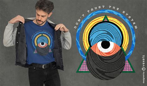 Illuminati Abstract Shapes T-shirt Design PSD Editable Template