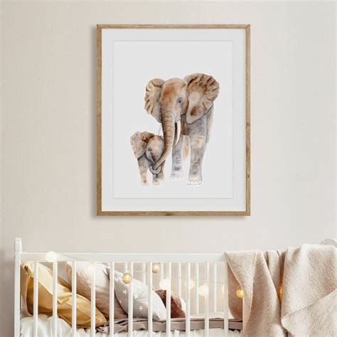 Mom and Baby Elephant Watercolor - Safari Nursery Print | Brett ...