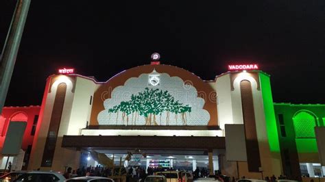 Vadodara Railway Station at Night Editorial Stock Photo - Image of ...