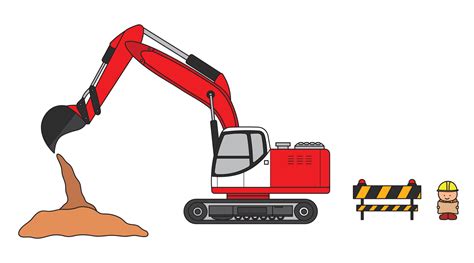 Vector illustration color children construction crawler excavator ...