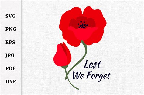 Quote Lest We Forget Poppy flowers SVG for Remembrance Day By ...