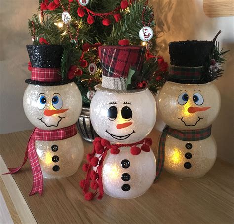 Snowman fishbowl lights | Snowman christmas decorations, Christmas ...