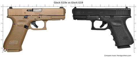 Glock G19x vs Glock G19 size comparison | Handgun Hero