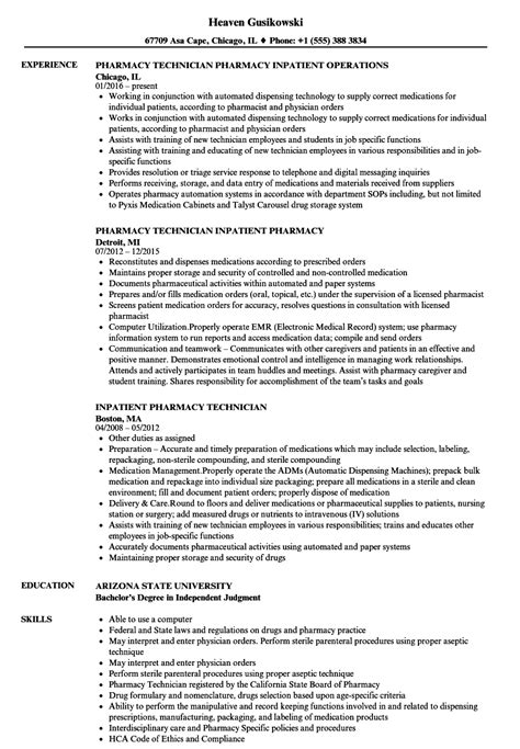 Hospital Pharmacy Technician Resume - 2upduc