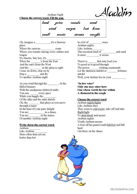 Arabian nights by Will Smith Lyrics: English ESL worksheets pdf & doc