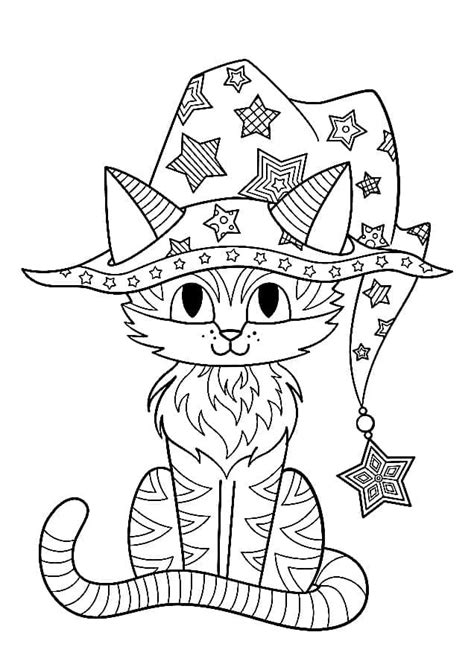 Free Halloween Cat coloring page - Download, Print or Color Online for Free