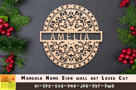 Mandala Name Sign Wall Art Laser Cut Graphic by Art Hub · Creative Fabrica