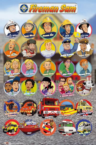 Fireman Sam Characters POSTER 61x91cm NEW * character picture and name ...