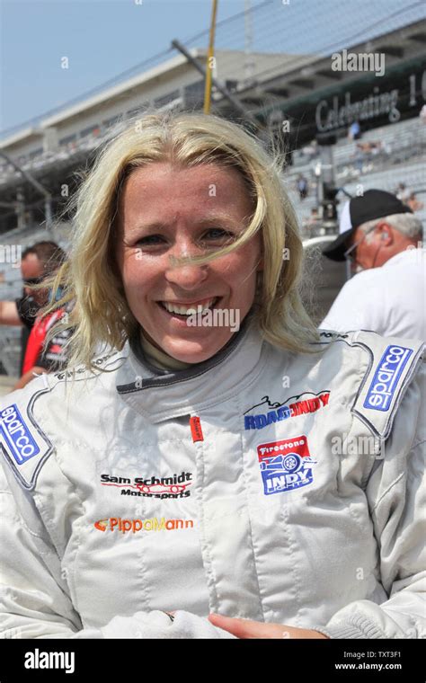 Pippa Mann is all smiles as she set fast time during qualifications for the Freedom 100 on May ...
