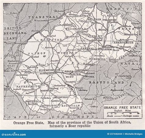 Vintage Map Of Orange Free State 1930s. Editorial Image | CartoonDealer ...