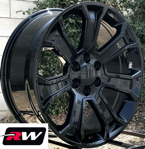 20 x9" GMC Sierra 1500 Factory Style 5665 Wheels 2017 2018 Gloss Black Rims