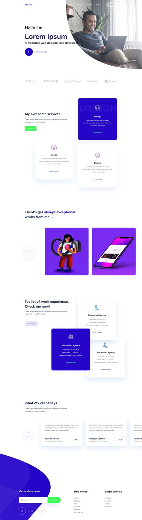 Personal Portfolio resume template by Ibrahim emran on Dribbble