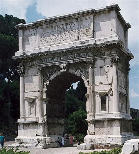 East Facade of the Arch of Titus, Rome, Italy, after 81 CE, freestanding, arcuated opening ...