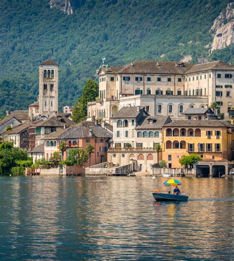 Scenic Sight of San Giulio Island in the Lake Orta, Piedmont, Italy ...