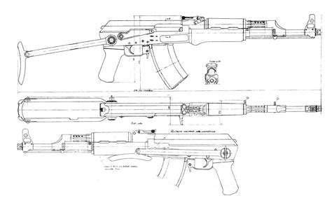 AK-47 Blueprint - Download free blueprint for 3D modeling