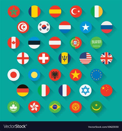 Flags of world icons set Royalty Free Vector Image