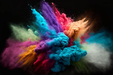 Premium AI Image | Multicolored powder splatted on white background ...