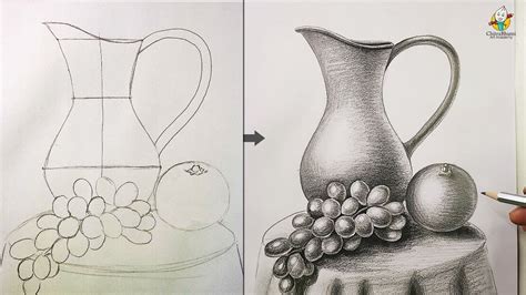 Still Life Drawing for Beginners Easy Step by Step with Pencil Shading | How To Draw a Jug ...