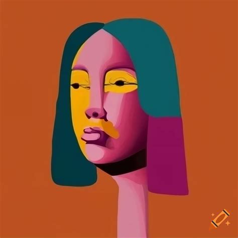 Abstract minimalist cubism portrait in fiona omeenyo style with simple vector shapes on Craiyon
