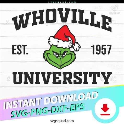 Whoville University Grinch SVG PNG DXF Instant Download - SvgSquad