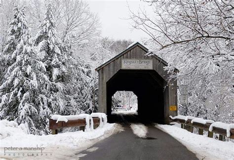 Covered bridge | Covered bridges, Vermont, Winter wonderland