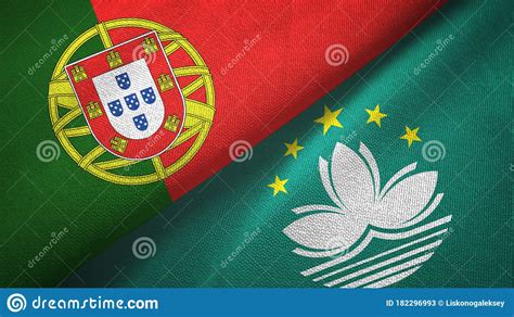 Portugal and Macau Two Flags Textile Cloth, Fabric Texture Stock Image ...