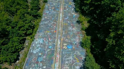 The Graffiti Highway in Centralia, Pennsylvania. The entire town was ...