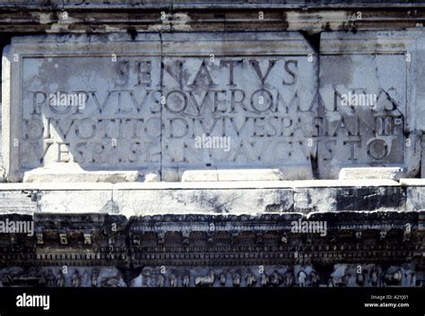 Inscriptions.Triumphal Arch of the Emperor Titus.Rome.Italy Stock Photo ...