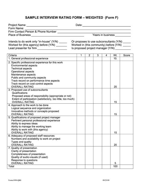 Interview Rating Scale 1 5 Template 2009-2024 Form - Fill Out and Sign ...