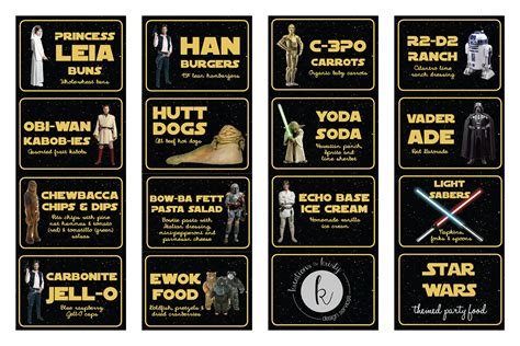 Free Printable Star Wars Food Labels - Printable Word Searches