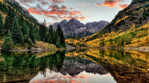 Picture USA Maroon Bells Colorado Spruce Autumn Nature 1920x1080