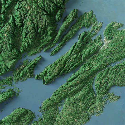 Cape Breton Island Imagery Shaded Relief – Visual Wall Maps Studio