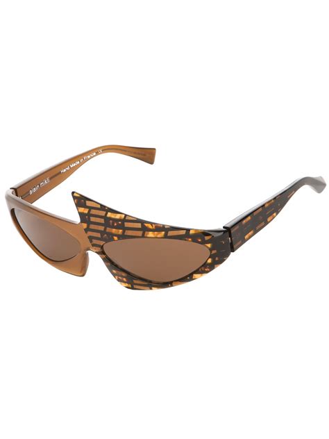 Alain Mikli Oval Asymmetrical Sunglasses in Brown for Men - Lyst