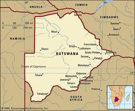 Map of Botswana and geographical facts, Where Botswana on world map - World atlas