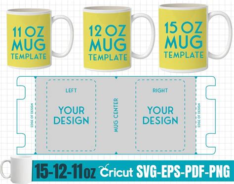 11-12-15 Oz Mug Template Set, Full Wrap Template, Mug Full Wrap Template, Sublimation Mug ...