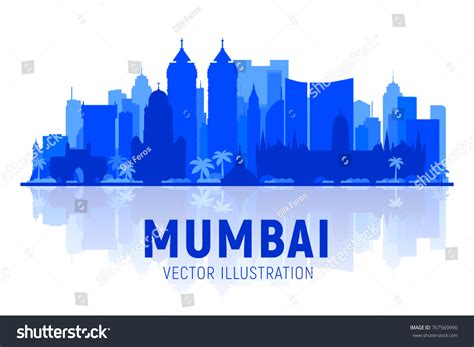 Mumbai Skyline Silhouette On White Background Stock Vector (Royalty Free) 767569990 | Shutterstock