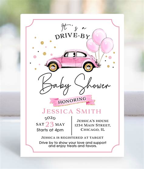 Drive By Baby Shower Invitation Girl – Merryelle Design