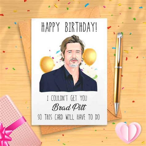 Brad Pitt Birthday Card Brad Pitt Greeting Card Brad Pitt | Etsy