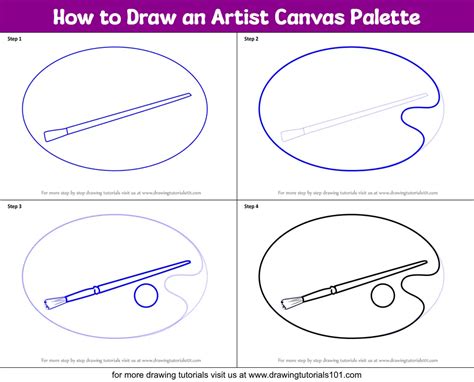 How to Draw an Artist Canvas Palette (Everyday Objects) Step by Step | DrawingTutorials101.com