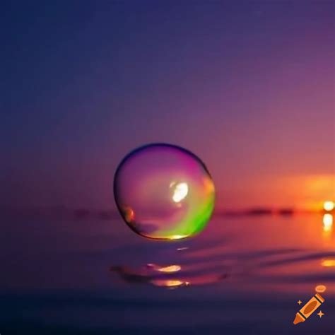 Sunset with floating bubble gum bubbles on Craiyon