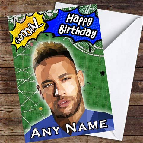 Neymar polygon goal comic personalised birthday card – Artofit