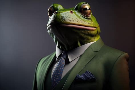 Premium Photo | A frog in a suit with a tie