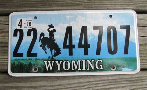 Wyoming Mountains License Plate Bucking Horse 2016 for Sale