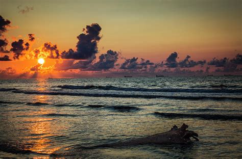 Galveston Beach Sunrise Photograph by Mike Harlan - Fine Art America