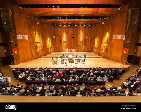 Empty music stage of the Barbican Centre Concert Hall Theatre Theater ...