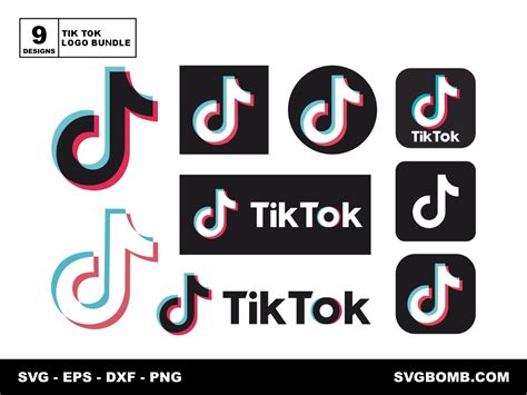 Tik Tok Logo Bundle SVG, PNG, DXF, Cut Files, Vinyl, T-Shirt Design ...