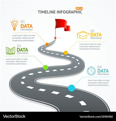 Infographic timeline and road with pointer Vector Image